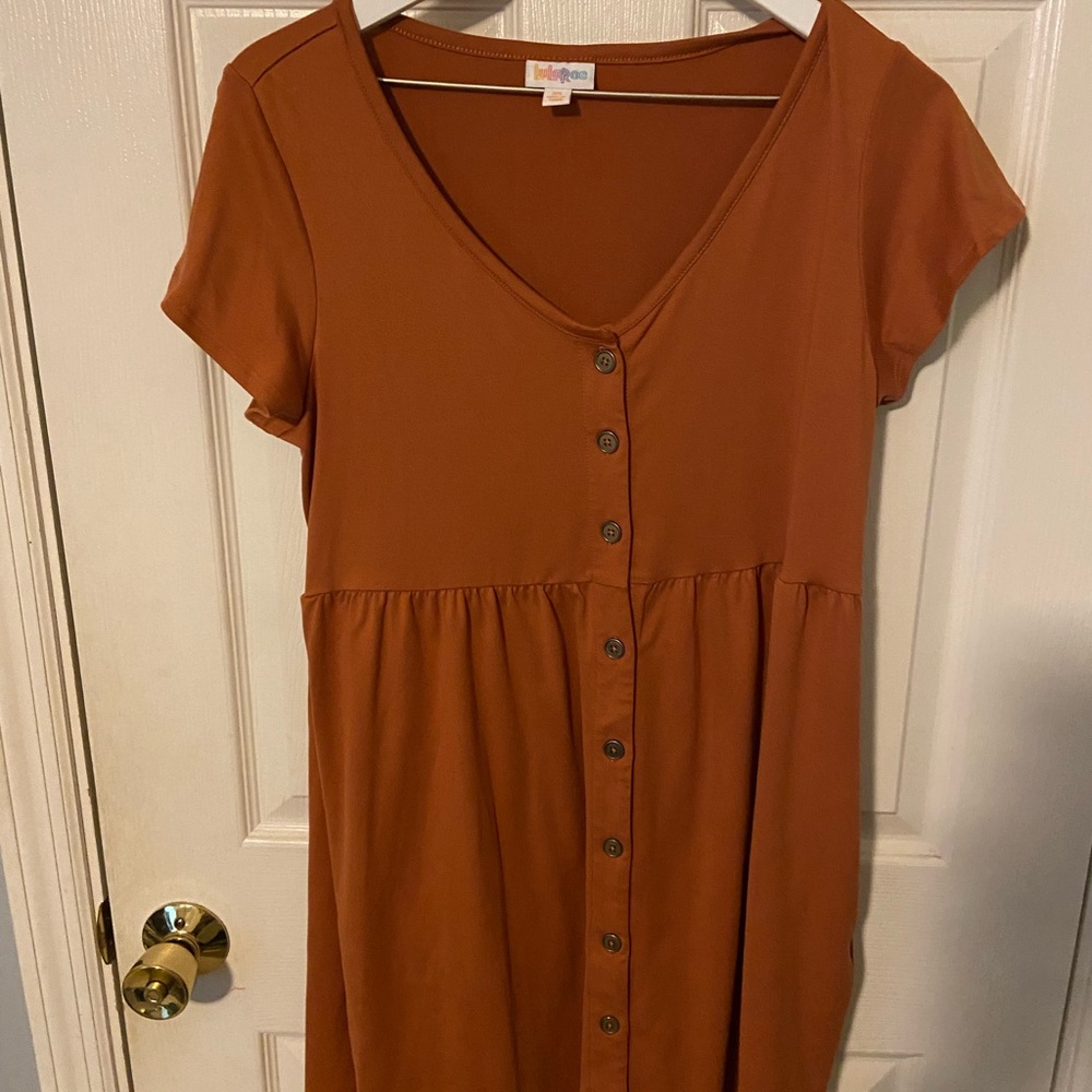 Heidi Orange Button-Down Dress